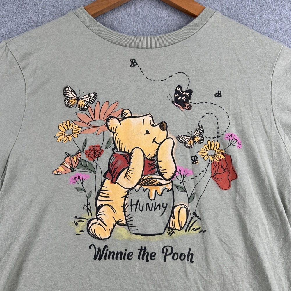 Disney T-Shirt Girls XL Green Winnie the Pooh Butterfly Graphic Mad Engine